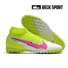 Giày Bóng Đá Nike Mercurial Superfly 7 Elite Nõn Chuối Trắng Vạch Hồng Cổ Cao TF