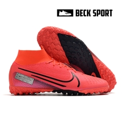 Giày Bóng Đá Trẻ Em Nike Mercurial Superfly 7 Elite Đỏ Hồng Vạch Đen Cổ Cao TF