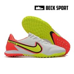 Giày Bóng Đá Nike React Tiempo Legend 9 Pro Trắng Vạch Vàng Gót Đỏ Cam TF