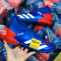 Giày Bóng Đá Adidas Predator 20.3 Tormentor Xanh Biển Mũi Đỏ Vạch Trắng Cổ Cao TF