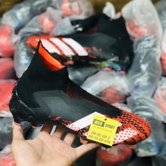 Giày Bóng Đá Adidas Predator 20+ Mutator Đen Mũi Đỏ Vạch Trắng Không Dây Cao Cổ V2 FG