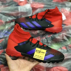 Giày Bóng Đá Adidas Predator 20.3 Đen Gót Đỏ Vạch Tím Cổ Cao TF