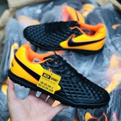 Giày Bóng Đá Nike Tiempo Legend 8 Club Đen Gót Cam Đế Đen TF