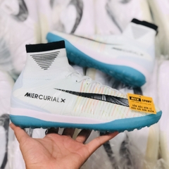 Giày Bóng Đá Nike MercurialX Proximo Superfly CR7 Trắng Vạch Đen Cổ Cao TF