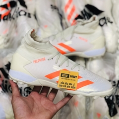 Giày Bóng Đá Adidas Predator 20.3 Trắng Ngà Vạch Cam Cổ Cao TF