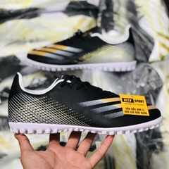 Giày Bóng Đá Adidas X Ghosted.4 Đen Trắng Vạch Vàng TF