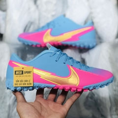 Giày Bóng Đá Nike Mercurial Vapor 13 Academy Xanh Biển Hồng Vạch Vàng V2 TF