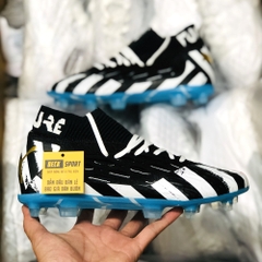 Giày Bóng Đá Puma Future 5.1 Netfit Đen Trắng Đế Xanh Biển Cổ Lửng FG