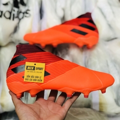 Giày Bóng Đá Adidas Nemeziz 20+ Cam Đỏ Vạch Đen Cổ Cao Không Dây FG