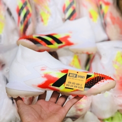 Giày Bóng Đá Adidas Predator 20+ Uniforia Đỏ Vàng Gót Trắng Vạch Đen Không Dây Cao Cổ TF