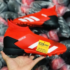 Giày Bóng Đá Adidas Predator 20.3 LL Đỏ Gót Đen Vạch Trắng Không Dây Cao Cổ TF