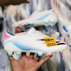 Giày Bóng Đá Adidas X Ghosted.1 Trắng Xanh Biển Vạch Đen FG