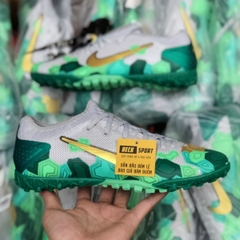 Giày Bóng Đá Nike Mercurial Vapor 13 Pro Xám Xanh Lục Vạch Vàng TF