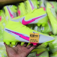 Giày Bóng Đá TQ Nike Mercurial Superfly 13 Elite Nõn Chuối Trắng Vạch Hồng Cổ Cao FG