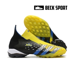 Giày Bóng Đá Adidas Predator Freak+ XMen Đen Vàng Cổ Cao Không Dây TF