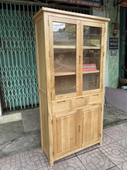 Tủ Trưng Bày Gỗ Sồi Mỹ - 4 cánh 3 hộc