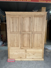 Tủ Quần Áo 3 cánh 4 hộc gỗ sồi mỹ