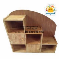 Kệ đồ chơi 4 khoang 2 ô tủ gỗ thông