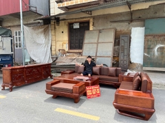 Bộ Sofa Chân Thuyền 2 Văng Gỗ Hương Đá Hàng Víp 1