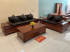 Bộ Sofa Quây Pháo 2 văng Cánh Tiên Gỗ Hương Đá Hàng K3 Ván 1p5
