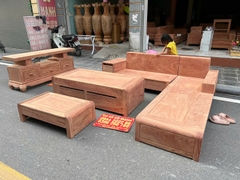 Combo bộ sofa chân cuốn + kệ tivi gỗ hương đá . 