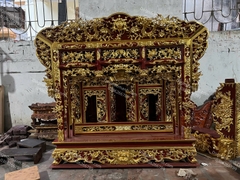 Khám thờ gia tiên 3 cửa sơn son thếp vàng . Gỗ gụ 