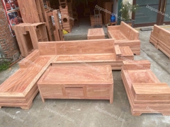Bộ sofa chân pháo góc L liền gỗ hương đá .