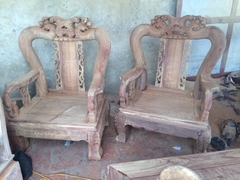 Bộ bàn ghế phòng khách trạm chim đào gỗ hương vân