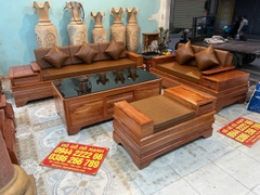 Bộ Sofa Quây Pháo Góc 2 văng Gỗ Hương Đá Hàng K3 Ván 1p5