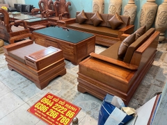 Bộ Sofa Quây Pháo Góc 2 văng Gỗ Hương Đá Hàng K3 Ván 1p5