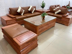 Bộ Sofa Quây Pháo 2 văng Gỗ Hương Đá Hàng K4 Ván 2p