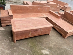 Bộ sofa chân pháo góc L liền gỗ hương đá .
