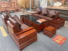 Bộ ghế sofa quây pháo cánh tiên đối gỗ hương đá