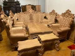 Bộ bàn ghế hoàng gia nguyên khối 10 món gỗ gõ đỏ
