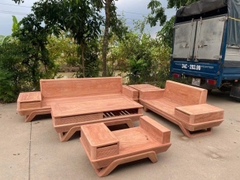 Sofa Chân Thuyền 2 Văng Gỗ Hương Đá Hàng K3 Ván 1p5