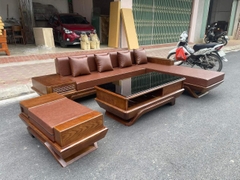 Bộ Sofa Chân Thuyền Góc L Liền Gỗ Sồi Nga