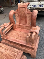 Bộ bàn ghế giả cổ tần thủy hoàng tay 14 gỗ hương đá víp