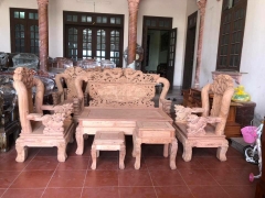 Bộ bàn ghế đồng kỵ rồng bát tiên gỗ hương đá