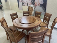 Bộ bàn ghế ăn bàn tròn gỗ hương xám