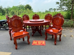 Bàn Ăn Tròn Gỗ Gõ Đỏ Víp