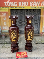 Lục Bình Đục Tứ Quý Dát Vàng Gỗ Xà Cừ