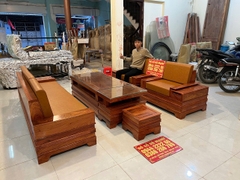 Bộ ghế sofa quây pháo cánh tiên đối gỗ hương đá