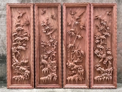 Bộ tranh tứ quý gỗ hương đá .