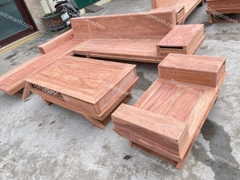 Bộ sofa chân thuyền góc L liền gỗ hương đá