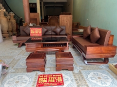 Sofa Chân Thuyền 2 Văng Gỗ Hương Đá Hàng K3 Ván 1p5