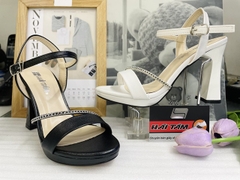 GIÀY SANDAL CAO GÓT QUAI NGANG PHỐI XOÀN CHÉO HD07
