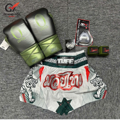 COMBO TẬP BOXING CƠ BẢN GĂNG BOXING + BĂNG ĐA + QUẦN MUAY + TẤT BẢO VỆ - Xanh Lá