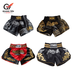 Quần Muay Thái Chính Hãng Muay Thai Short Chất Liệu Satin Cao Cấp | TKB đen cổ điển QT-073