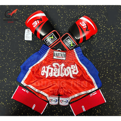 COMBO TẬP BOXING CƠ BẢN GĂNG BOXING + BĂNG ĐA + QUẦN MUAY + TẤT BẢO VỆ - ĐỎ