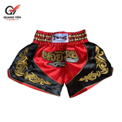 Quần Muay Thái Chính Hãng Muay Thai Short Chất Liệu Satin Cao Cấp | Twins đỏ cổ điển QT-072